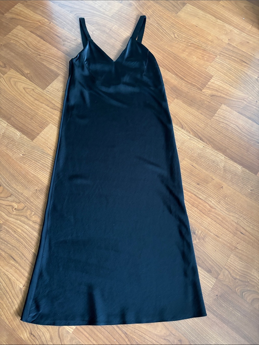 Zara Black Satin Long Tank Dress